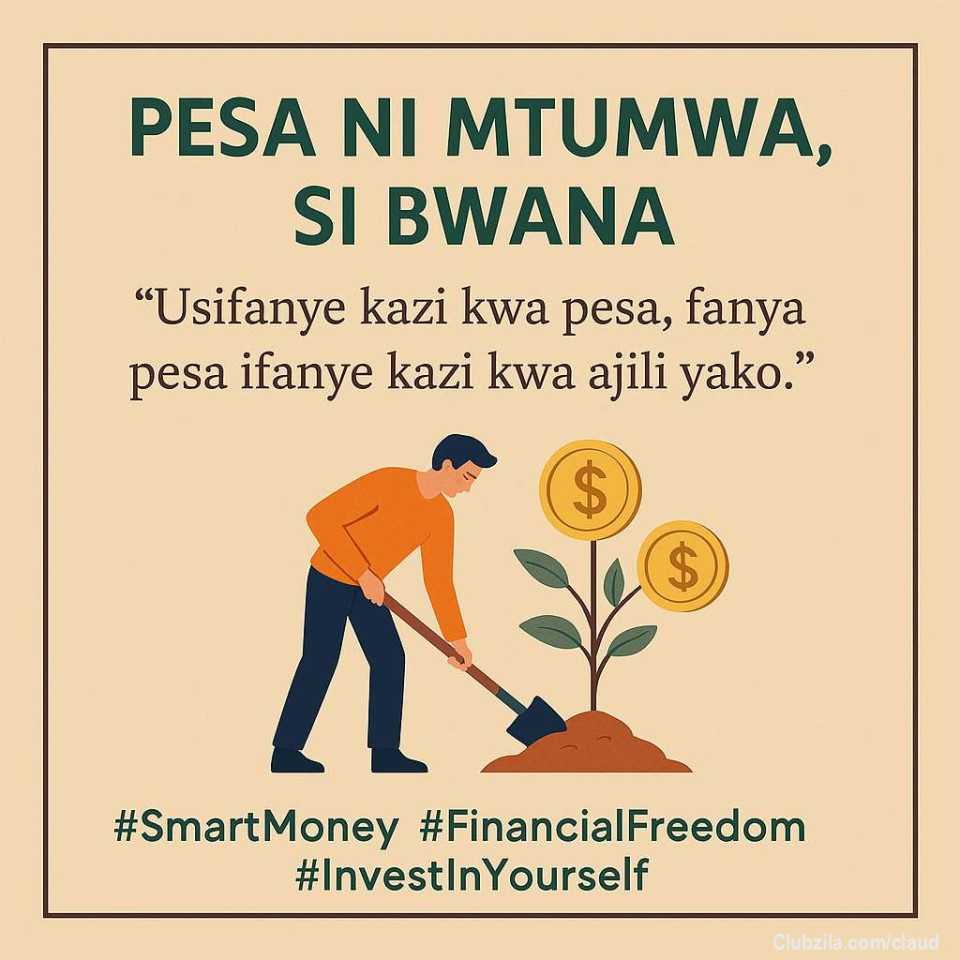 Unajua kazi pekee haiwezi kukutajirisha ..? 
Nitatoa njia za kufuata ukisoma vizuri utapata njia nzuri ya kuhifadhi pesa zako .